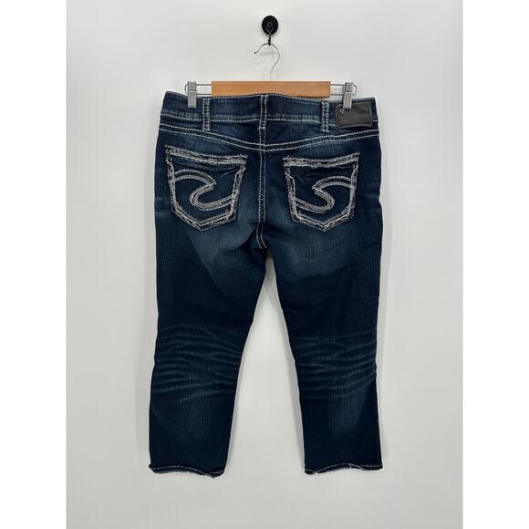 Silver Suki Mid Capri Denim Jeans Womens Size 33 Dark Wash High Waisted - Picture 2 of 9